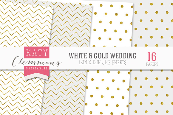 White & Gold Wedding Luxe Paper pack in Patterns - product preview 2