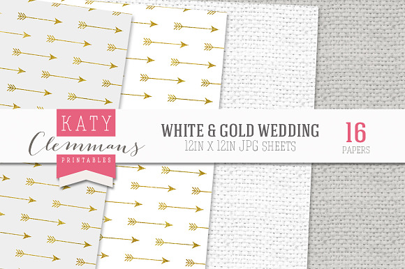 White & Gold Wedding Luxe Paper pack in Patterns - product preview 3