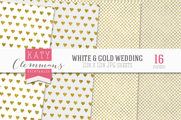 White & Gold Wedding Luxe Paper pack in Patterns - product preview 4