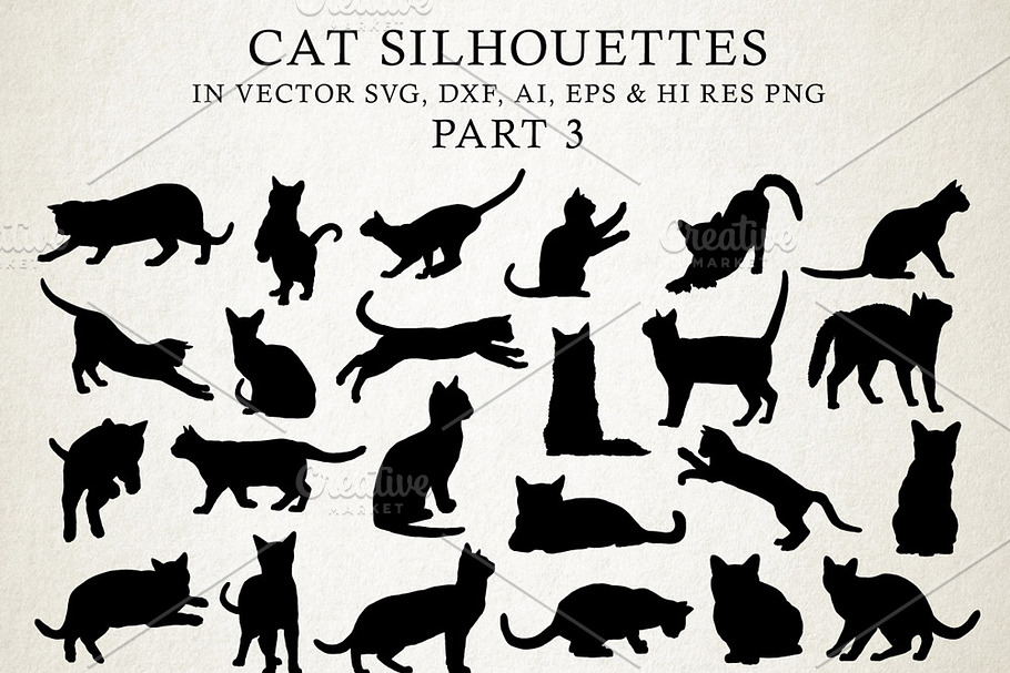 Cat Silhouettes Vector Pack 3