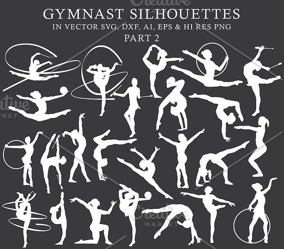 Gymnastic Silhouettes Vector Pack 2 in Illustrations - product preview 1