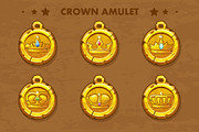 set vector old amulets with crown