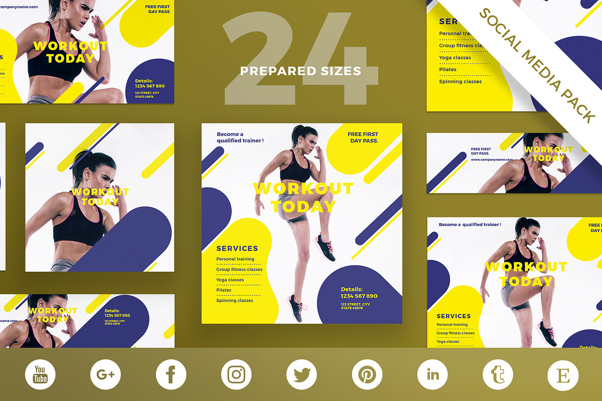 Social Media Pack | Workout in Social Media Templates - product preview 8
