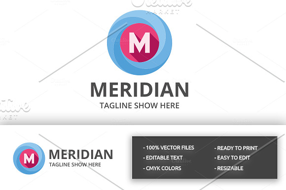 Meridian - Letter M Logo in Logo Templates - product preview 2