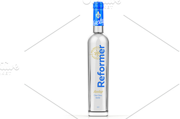 Clear Glass Bottle with Gin Mockup 0 in Product Mockups - product preview 1