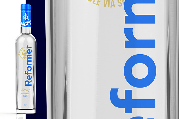Clear Glass Bottle with Gin Mockup 0 in Product Mockups - product preview 4