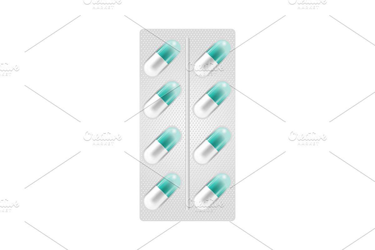 Capsule-shaped pills in blister pack in Objects - product preview 8