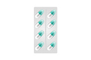 Capsule-shaped pills in blister pack
