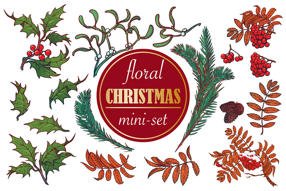 Floral Christmas Mini-set in Objects - product preview 8
