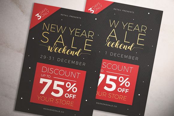 New Year Sale Weekend Flyer in Flyer Templates - product preview 1