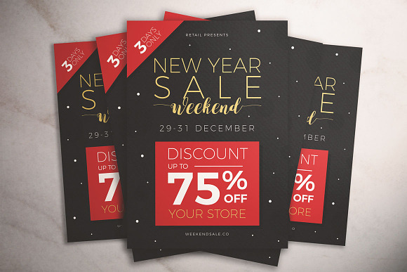 New Year Sale Weekend Flyer in Flyer Templates - product preview 3