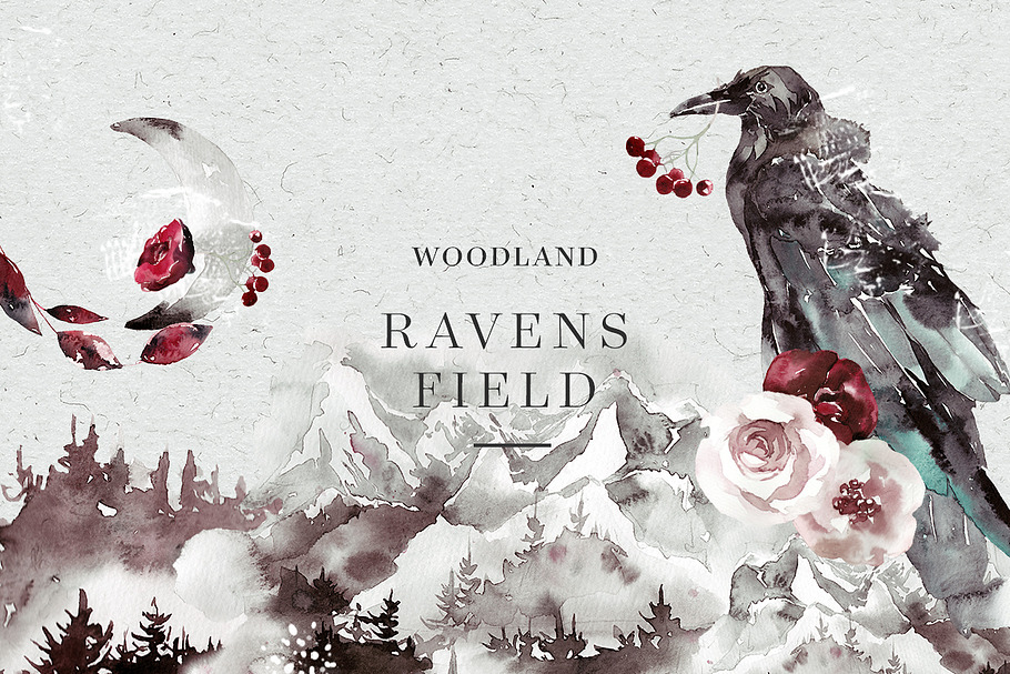 Woodland Ravens Field in Illustrations - product preview 8