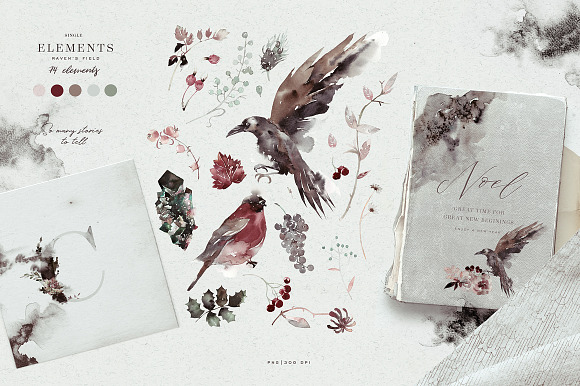 Woodland Ravens Field in Illustrations - product preview 3