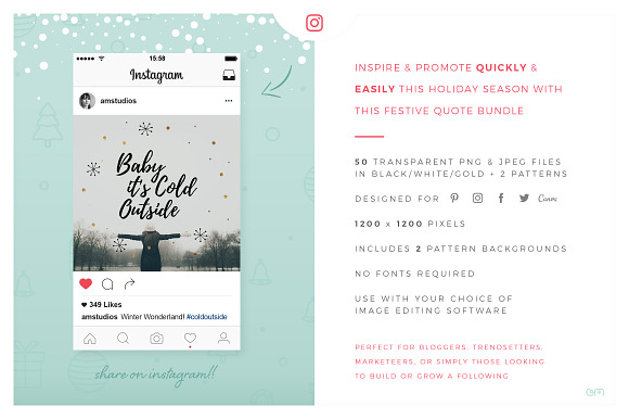 Holiday Quote Bundle in Social Media Templates - product preview 1