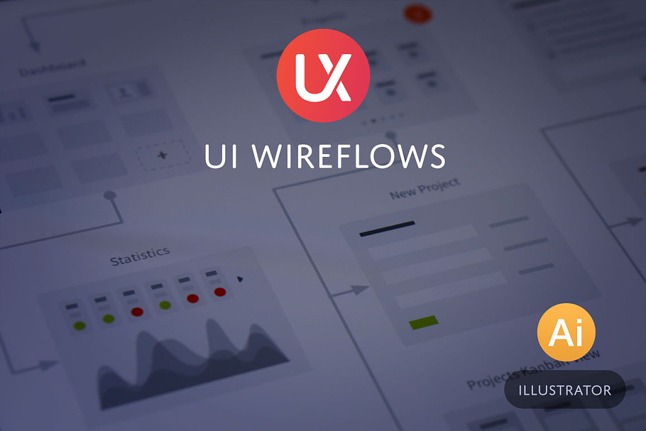 UI Wireflows for Illustrator in Mobile & Web Mockups - product preview 8