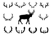Black silhouettes of deer antlers