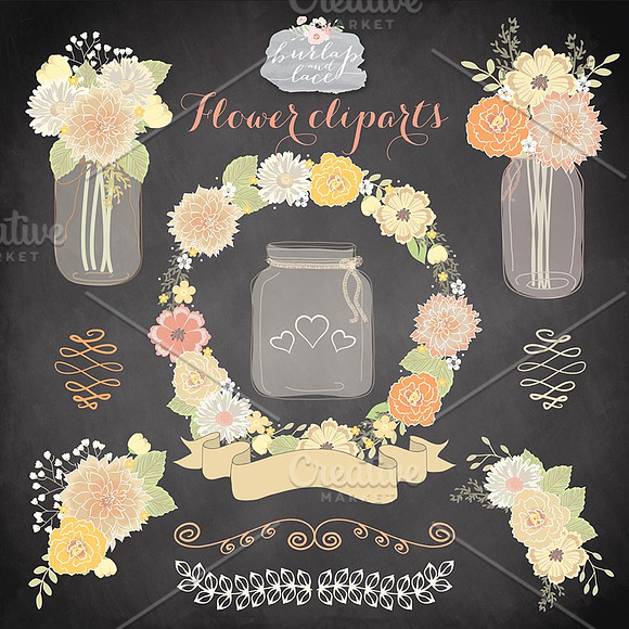Vector flower cliparts in Illustrations - product preview 1