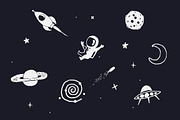 space objects  with seamless pattern