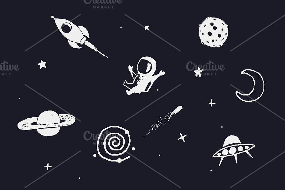 space objects  with seamless pattern in Objects - product preview 8