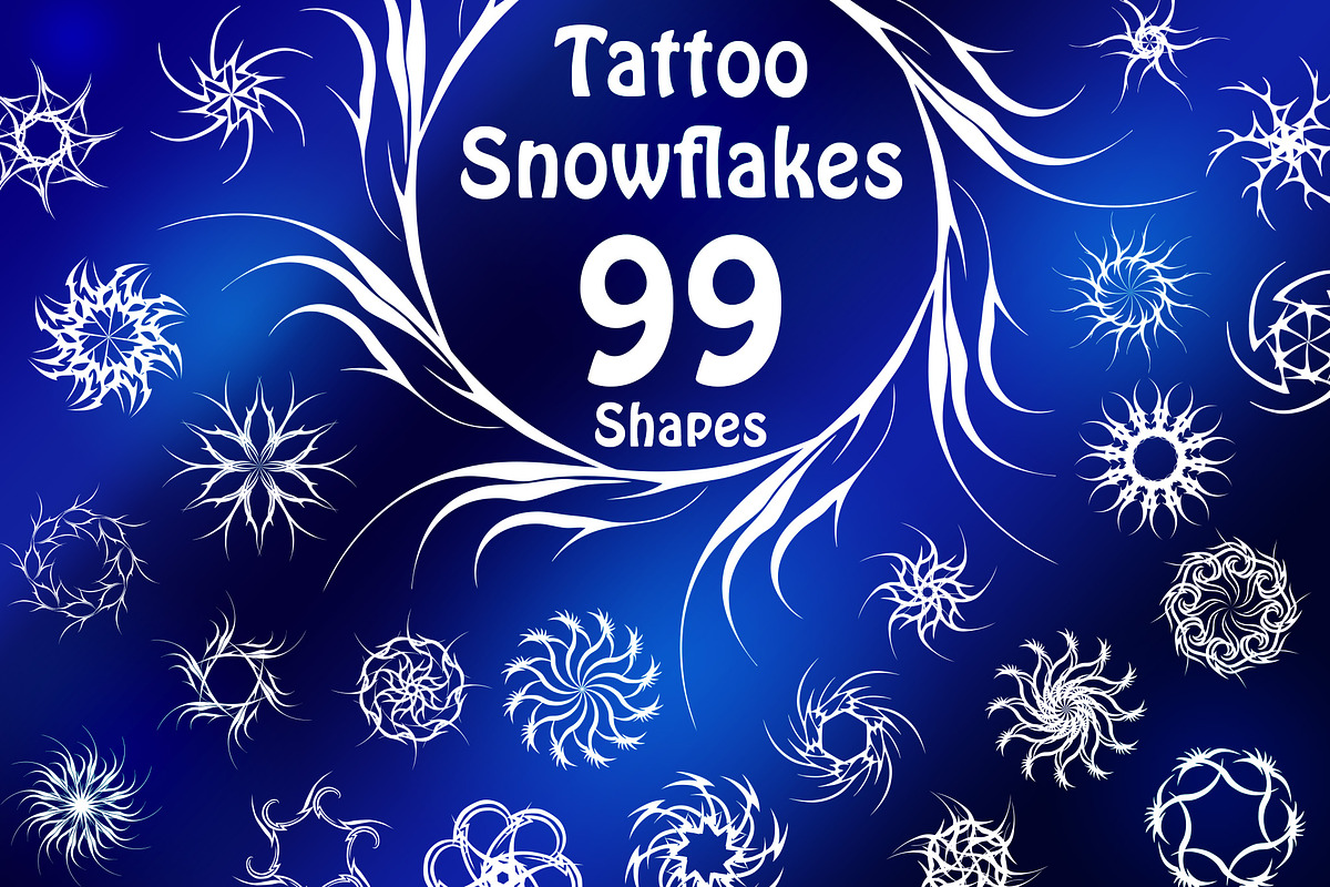 99 Tattoo Snowflake Shapes in Photoshop Shapes - product preview 8