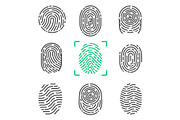 Collection of Fingerprints on Vector Illustration