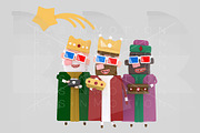 Three Magic Kings with 3d glasses
