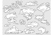 Comic book steam clouds set. Cartoon white smoke vector Illustration. Fog flat isolated clipart for design, effects and advertising posters