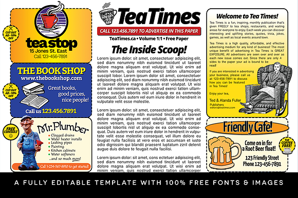 2 Page Newspaper Template in Flyer Templates - product preview 1