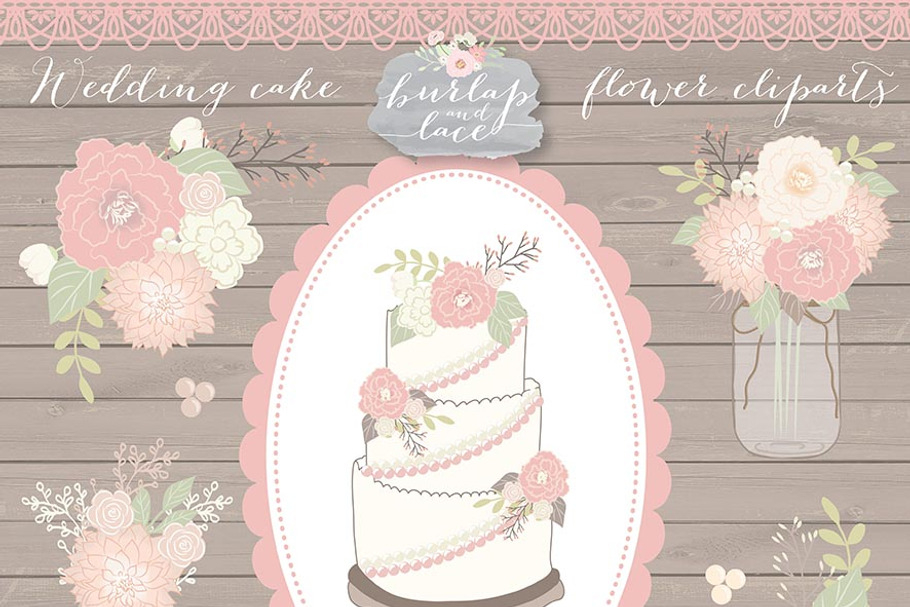 Vector/Wedding cake flower cliparts in Illustrations - product preview 8
