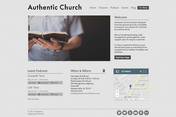 Authentic Church - WordPress Theme