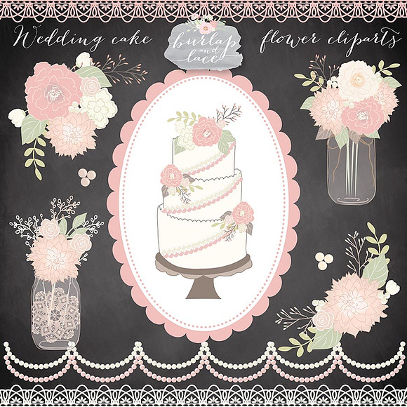 Vector/Wedding cake flower cliparts in Illustrations - product preview 1