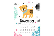 November Page of Calendar Vector Illustration