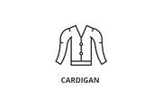 cardigan line icon, outline sign, linear symbol, vector, flat illustration