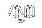 casual jacket line icon, outline sign, linear symbol, vector, flat illustration