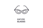 cat eye glasses line icon, outline sign, linear symbol, vector, flat illustration
