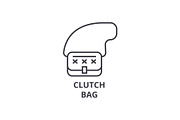 clutch bag line icon, outline sign, linear symbol, vector, flat illustration