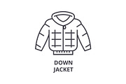 down jacket line icon, outline sign, linear symbol, vector, flat illustration
