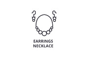 earrings necklace line icon, outline sign, linear symbol, vector, flat illustration