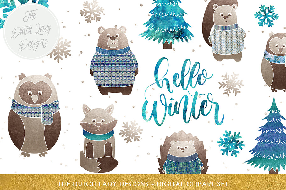 Winter Forest Animal & Snow Clipart