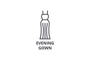 evening gown line icon, outline sign, linear symbol, vector, flat illustration