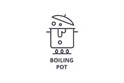 boiling pot line icon, outline sign, linear symbol, vector, flat illustration