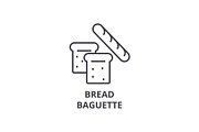 bread, baguette line icon, outline sign, linear symbol, vector, flat illustration