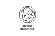 british breakfast line icon, outline sign, linear symbol, vector, flat illustration
