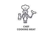 chef cooking  line icon, outline sign, linear symbol, vector, flat illustration