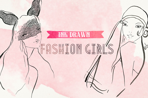 Ink Drawn Fashion Girls in Illustrations - product preview 4