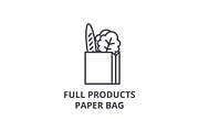 full products paper bag line icon, outline sign, linear symbol, vector, flat illustration