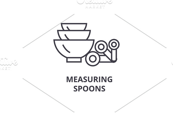 measuring spoons line icon, outline sign, linear symbol, vector, flat illustration