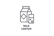milk carton line icon, outline sign, linear symbol, vector, flat illustration