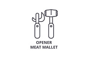 opener meat mallet line icon, outline sign, linear symbol, vector, flat illustration