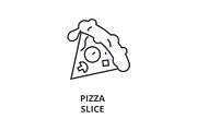 pizza slice line icon, outline sign, linear symbol, vector, flat illustration